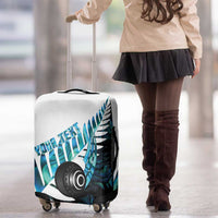 New Zealand Lawn Bowls Custom Luggage Cover Aotearoa Silver Fern Paua Shell LT14 - Polynesian Pride