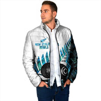 New Zealand Lawn Bowls Custom Padded Jacket Aotearoa Silver Fern Paua Shell - Polynesian Pride