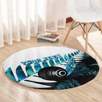 New Zealand Lawn Bowls Custom Round Carpet Aotearoa Silver Fern Paua Shell - Polynesian Pride