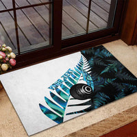 New Zealand Lawn Bowls Custom Rubber Doormat Aotearoa Silver Fern Paua Shell - Polynesian Pride