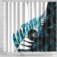 New Zealand Lawn Bowls Custom Shower Curtain Aotearoa Silver Fern Paua Shell - Polynesian Pride