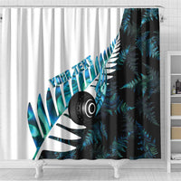New Zealand Lawn Bowls Custom Shower Curtain Aotearoa Silver Fern Paua Shell - Polynesian Pride