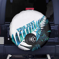 New Zealand Lawn Bowls Custom Spare Tire Cover Aotearoa Silver Fern Paua Shell LT14 No hole Black - Polynesian Pride