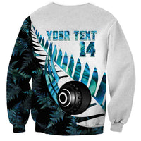 New Zealand Lawn Bowls Custom Sweatshirt Aotearoa Silver Fern Paua Shell - Polynesian Pride