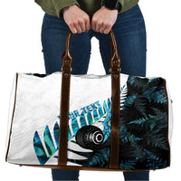 New Zealand Lawn Bowls Custom Travel Bag Aotearoa Silver Fern Paua Shell LT14 Black - Polynesian Pride