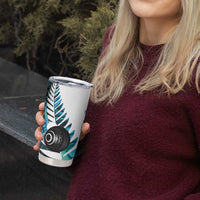 New Zealand Lawn Bowls Custom Tumbler Cup Aotearoa Silver Fern Paua Shell LT14 - Polynesian Pride