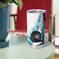 New Zealand Lawn Bowls Custom Tumbler Cup Aotearoa Silver Fern Paua Shell LT14 - Polynesian Pride