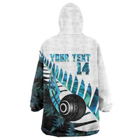 New Zealand Lawn Bowls Custom Wearable Blanket Hoodie Aotearoa Silver Fern Paua Shell - Polynesian Pride