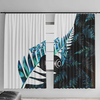 New Zealand Lawn Bowls Custom Window Curtain Aotearoa Silver Fern Paua Shell - Polynesian Pride