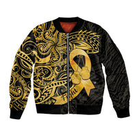 Polynesia Bone Cancer Awareness Bomber Jacket Fight Warriors LT14 Unisex Black - Polynesian Pride