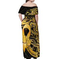 Polynesia Bone Cancer Awareness Off Shoulder Maxi Dress Fight Warriors LT14 - Polynesian Pride