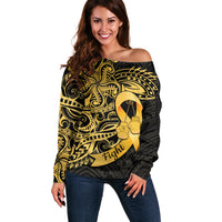 Polynesia Bone Cancer Awareness Off Shoulder Sweater Fight Warriors