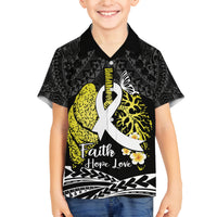 Personalised Polynesia World Lung Cancer Day Family Matching Off The Shoulder Long Sleeve Dress and Hawaiian Shirt Faith Hope Love LT14 Son's Shirt Black - Polynesian Pride