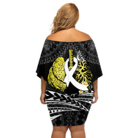 Personalised Polynesia World Lung Cancer Day Off Shoulder Short Dress Faith Hope Love LT14 - Polynesian Pride
