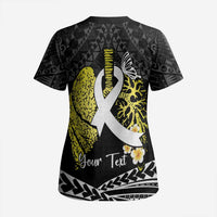 Personalised Polynesia World Lung Cancer Day Scrub Top Faith Hope Love - Polynesian Pride