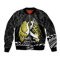 Personalised Polynesia World Lung Cancer Day Sleeve Zip Bomber Jacket Faith Hope Love LT14 Unisex Black - Polynesian Pride