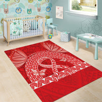 Personalised In September We Wear Red Area Rug Polynesia Blood Cancer Awareness