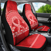 Personalised In September We Wear Red Car Seat Cover Polynesia Blood Cancer Awareness