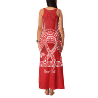 Personalised In September We Wear Red Family Matching Tank Maxi Dress and Hawaiian Shirt Polynesia Blood Cancer Awareness