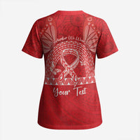 Personalised In September We Wear Red Scrub Top Polynesia Blood Cancer Awareness - Polynesian Pride