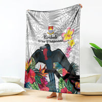 Kiribati Independence Day Blanket Frigatebird Mix Tropical Flowers - White Style LT14 - Polynesian Pride