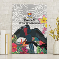 Kiribati Independence Day Canvas Wall Art Frigatebird Mix Tropical Flowers - White Style LT14 Without Frame White - Polynesian Pride