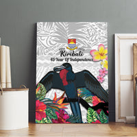 Kiribati Independence Day Canvas Wall Art Frigatebird Mix Tropical Flowers - White Style LT14 - Polynesian Pride