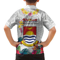 Kiribati Independence Day Hawaiian Shirt Frigatebird Mix Tropical Flowers - White Style LT14 - Polynesian Pride