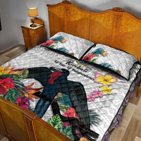 Kiribati Independence Day Quilt Bed Set Frigatebird Mix Tropical Flowers - White Style LT14 - Polynesian Pride
