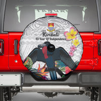 Kiribati Independence Day Spare Tire Cover Frigatebird Mix Tropical Flowers - White Style LT14 - Polynesian Pride