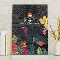 Kiribati Independence Day Canvas Wall Art Frigatebird Mix Tropical Flowers - Black Style LT14 Without Frame Black - Polynesian Pride