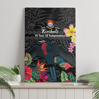 Kiribati Independence Day Canvas Wall Art Frigatebird Mix Tropical Flowers - Black Style LT14 - Polynesian Pride