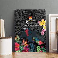 Kiribati Independence Day Canvas Wall Art Frigatebird Mix Tropical Flowers - Black Style LT14 - Polynesian Pride