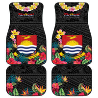 Kiribati Independence Day Car Mats Frigatebird Mix Tropical Flowers - Black Style LT14 - Polynesian Pride