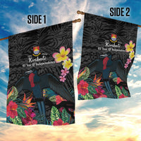 Kiribati Independence Day Garden Flag Frigatebird Mix Tropical Flowers - Black Style LT14 - Polynesian Pride
