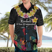 Kiribati Independence Day Hawaiian Shirt Frigatebird Mix Tropical Flowers - Black Style LT14 - Polynesian Pride
