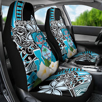 Personalised Guam Liberation Day Car Seat Cover 80th Anniversary Chamorro Latte Stone With Guasali Flowers LT14 - Polynesian Pride