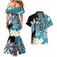 Personalised Guam Liberation Day Couples Matching Mermaid Dress and Hawaiian Shirt 80th Anniversary Chamorro Latte Stone With Guasali Flowers LT14 - Polynesian Pride