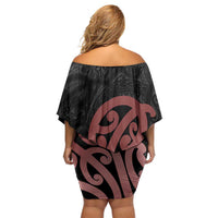 New Zealand Mangopare Tamanako Family Matching Off Shoulder Short Dress and Hawaiian Shirt Aotearoa Maori