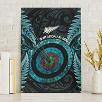 New Zealand Archery Canvas Wall Art Aotearoa Silver Fern Maori LT14 Without Frame Turquoise - Polynesian Pride