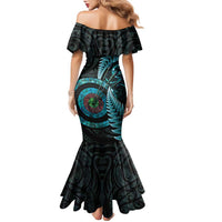 New Zealand Archery Family Matching Mermaid Dress and Hawaiian Shirt Aotearoa Silver Fern Maori - Polynesian Pride