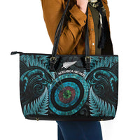 New Zealand Archery Leather Tote Bag Aotearoa Silver Fern Maori - Polynesian Pride