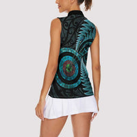 New Zealand Archery Women Sleeveless Polo Shirt Aotearoa Silver Fern Maori - Polynesian Pride