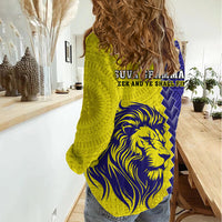 Fiji School Women Casual Shirt Suva Grammar Lions With Fijian Tapa LT14