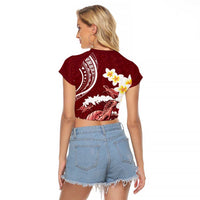 Blood Gold Polynesia Raglan Cropped T Shirt Polynesian Frangipani With Sea Turtles