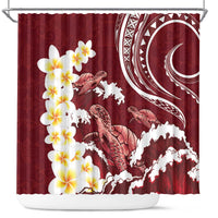 Blood Gold Polynesia Shower Curtain Polynesian Frangipani With Sea Turtles