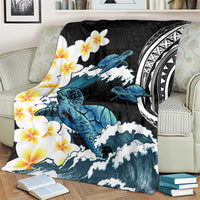 Black Polynesia Blanket Polynesian Frangipani With Sea Turtles