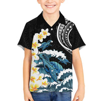 Black Polynesia Family Matching Off Shoulder Maxi Dress and Hawaiian Shirt Polynesian Frangipani With Sea Turtles