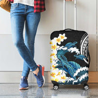 Black Polynesia Luggage Cover Polynesian Frangipani With Sea Turtles LT14 - Polynesian Pride