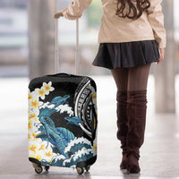 Black Polynesia Luggage Cover Polynesian Frangipani With Sea Turtles LT14 - Polynesian Pride